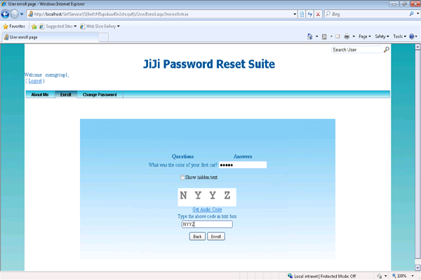 Self Service Password Reset User Enrollment