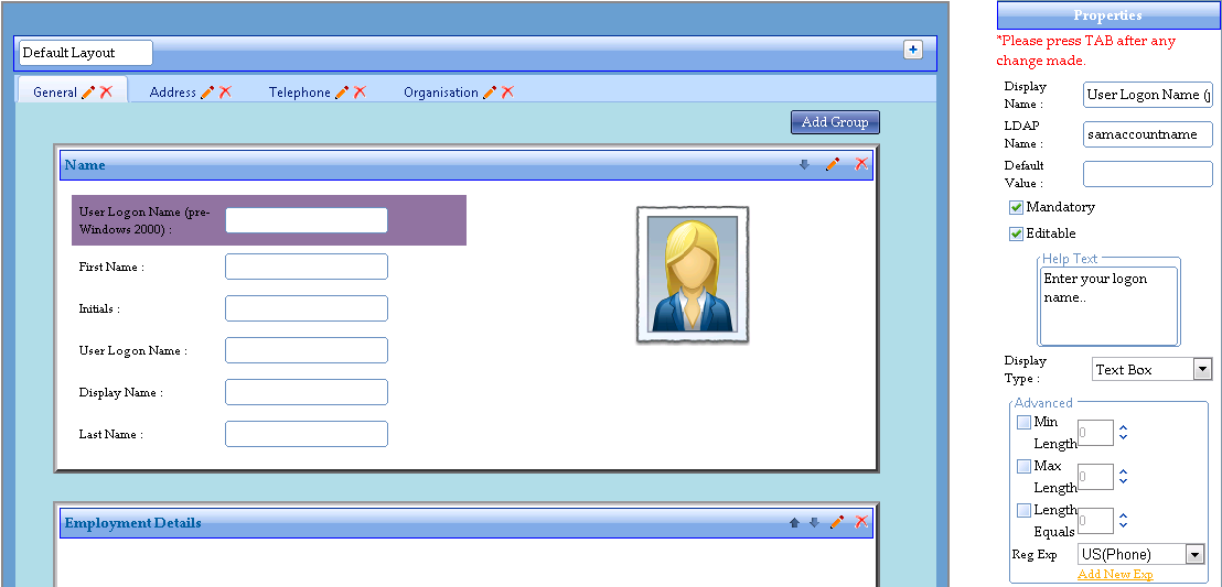 Address Tab