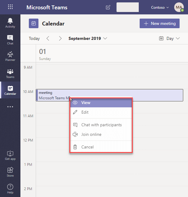 Calendar App in Microsoft Teams