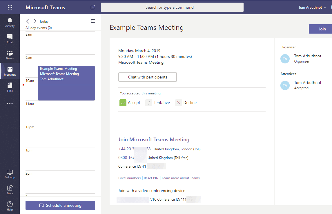 microsoft teams calendar