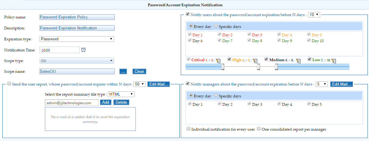 Self Service Password or Account Expiration Notification