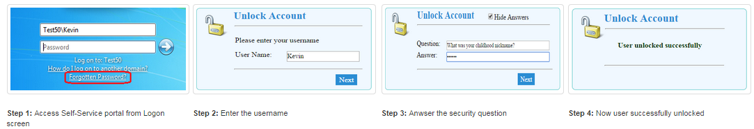 Self Unlock Account by Question and Answers
